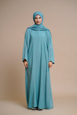 Load image into Gallery viewer, Embellished shiny closed Abaya (Blue)
