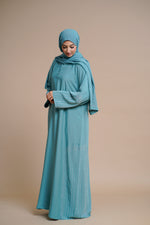 Load image into Gallery viewer, Embellished shiny closed Abaya (Blue)
