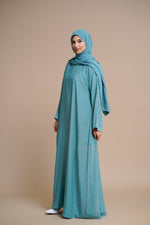 Load image into Gallery viewer, Embellished shiny closed Abaya (Blue)
