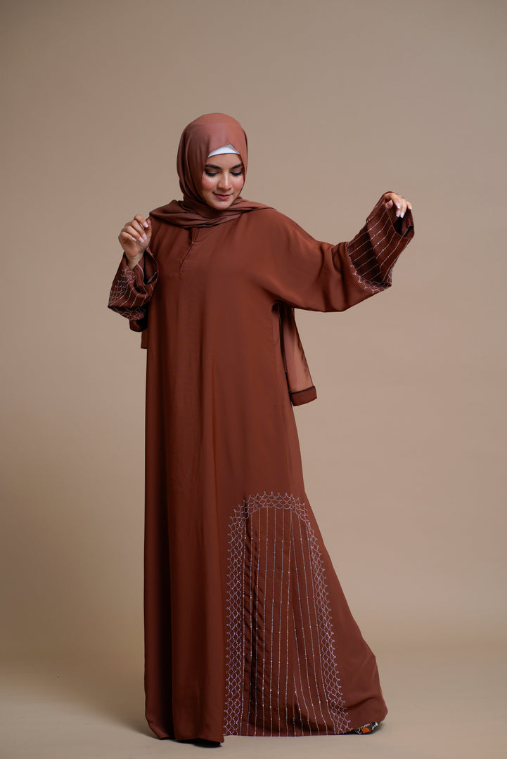 Embellished shiny closed Abaya