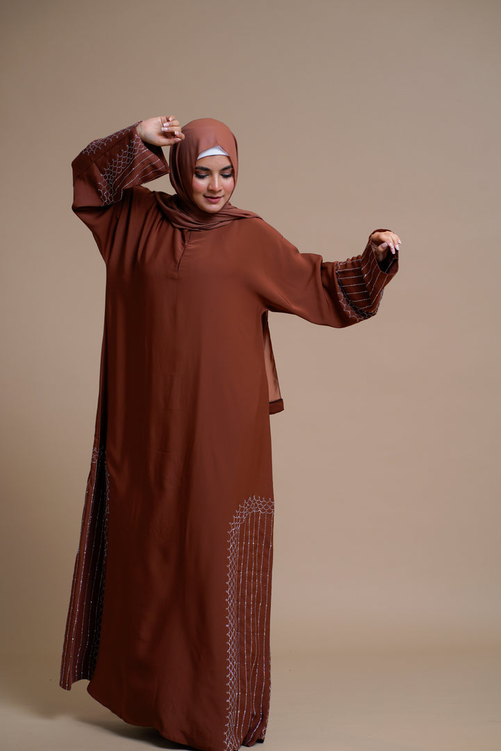 Embellished shiny closed Abaya