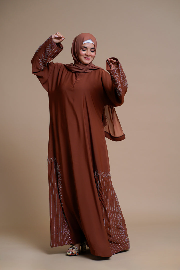 Embellished shiny closed Abaya