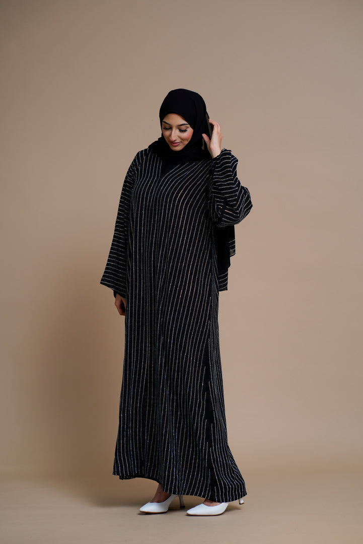 Luxury shiny Abaya with Extensive Embellishments (Black)