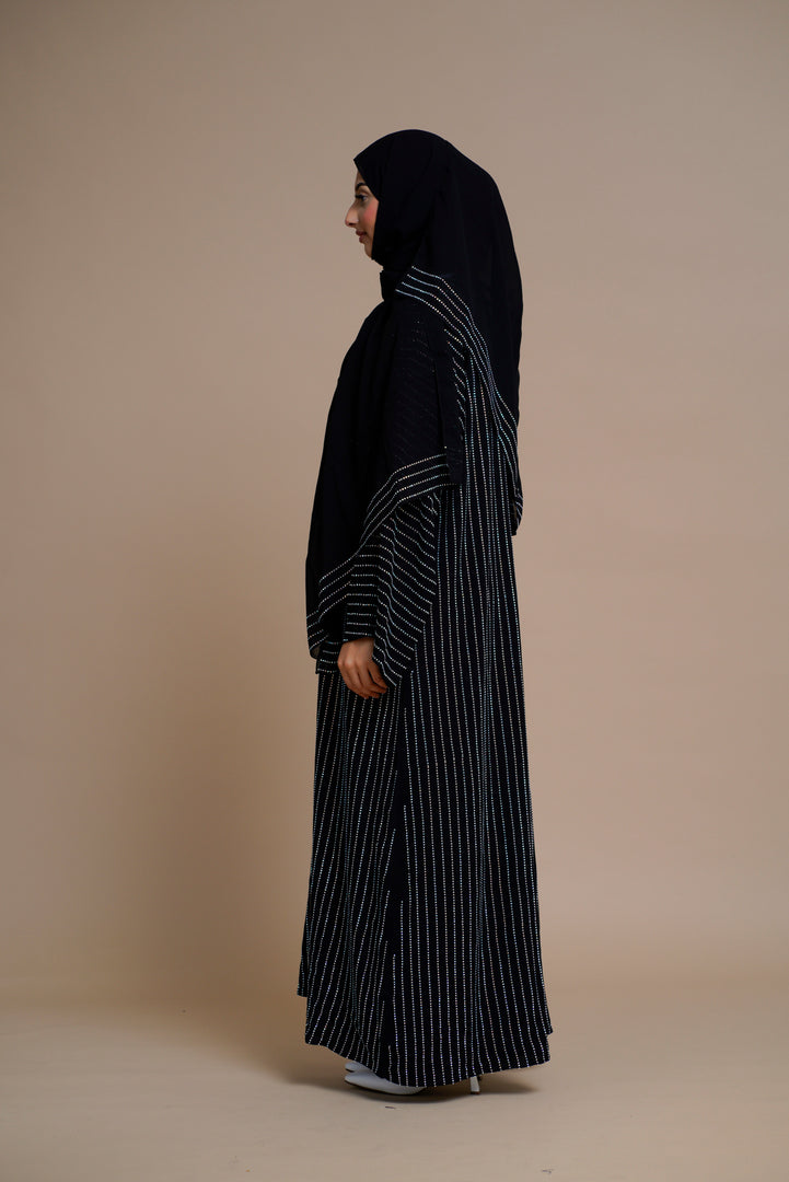 Luxury shiny Abaya with Extensive Embellishments (Black)