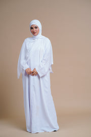 EMBELLISHED Hand Work OPEN ABAYA (White)