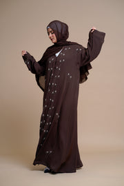Embellished  open Abaya (Brown)