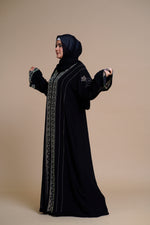 Load image into Gallery viewer, Embellished abaya with intricate front and back detailing. (Black)
