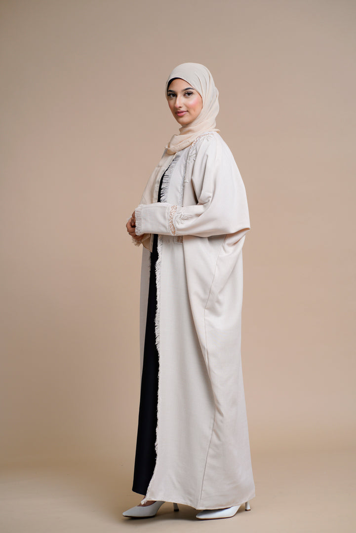 Embellished overcoat open Abaya