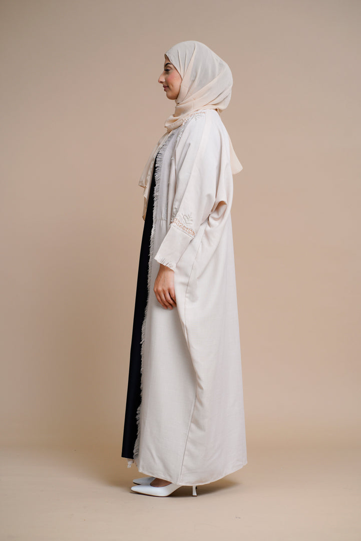 Embellished overcoat open Abaya