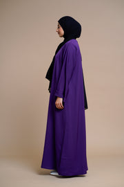 Plain Textured Open Abaya (Purple)