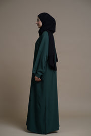 Plain Textured Open Abaya (Green)