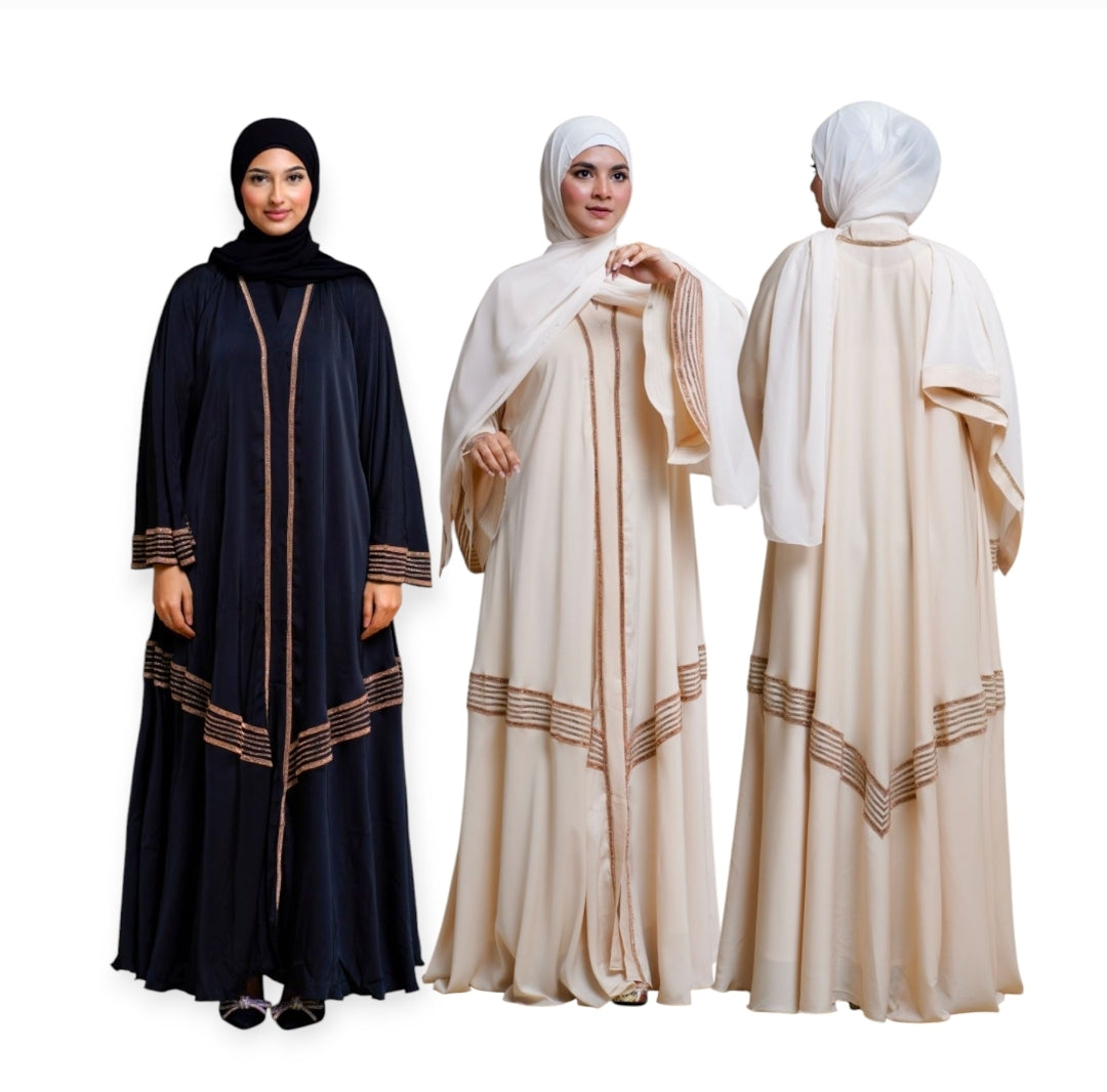 Golden Lace Work Elegant Abaya